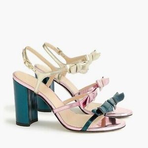 JCrew Metallic Stella Bow Sandals